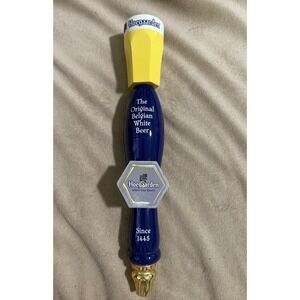 2 Sided Hoegaarden 13.5" Beer Tap Handle Wood Keg Kegerator Man Cave